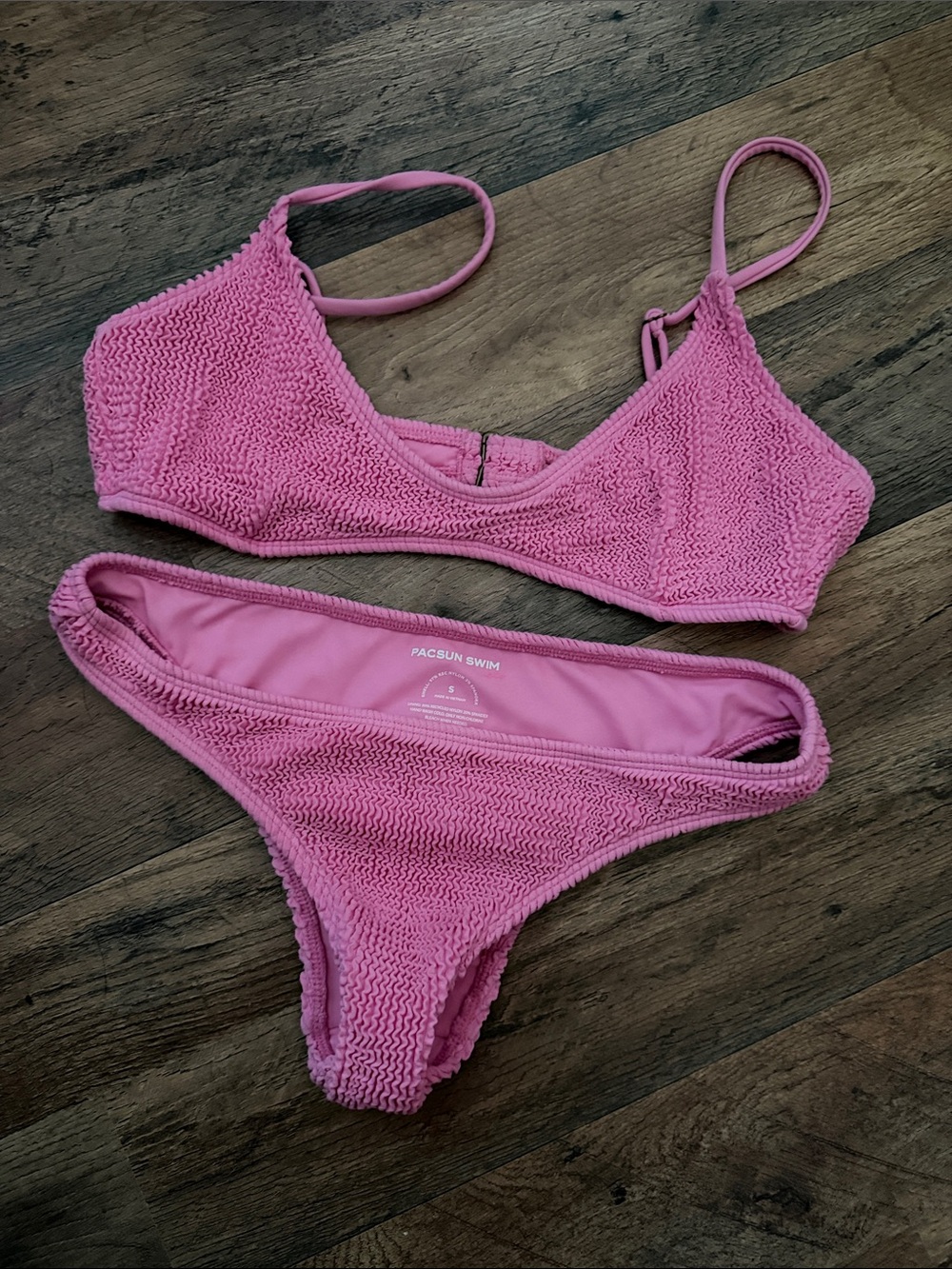 PacSun Pink Textured Knit Bikini Set Small Bottoms/Medium Top - Worn Once